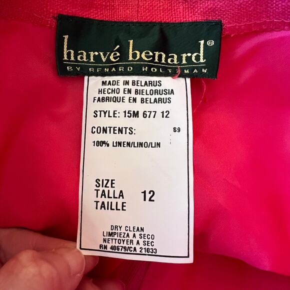 NWT Vintage 90s Harvé Benard Hot Pink 100% Linen High-Waisted Pleated Pants 8 - Picture 10 of 10